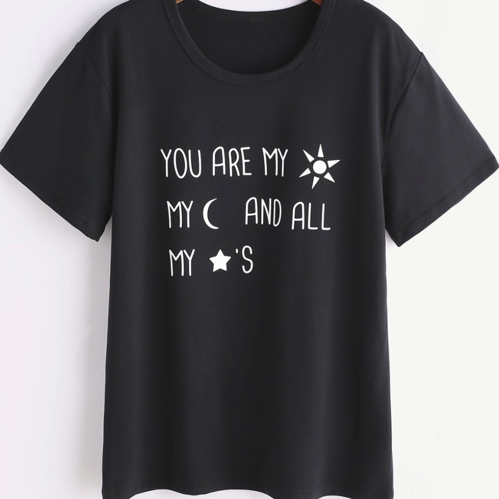 NEW! Black T Shirt Round Neck Cotton Blend